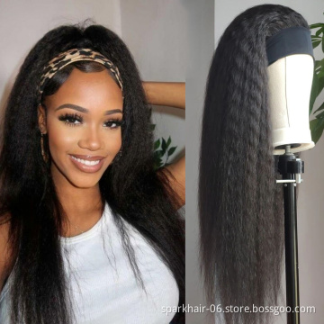 Virgin Cuticle Aligned Human Hair Headband Wig For Black Women Brazilian Body Deep Water Wave Kinky Curly Headbands Wig